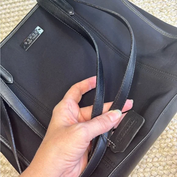 Authentic Coach Black Neoprene Tote Leather Trim Work Laptop Bag Y2K RARE - Picture 5 of 15